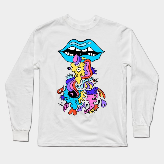 Blue Lips Long Sleeve T-Shirt by ShelbyWorks